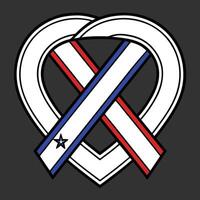 Red white blue heart ribbon patriotic U S A star graphic design element vector