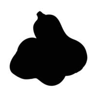 Black silhouette of butternut squash isolated on white background for creative food concepts vector