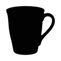 Simple black coffee mug silhouette isolated on white background for various design projects vector