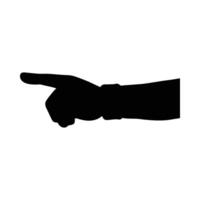 Silhouette of a hand pointing left on a white background for design and illustration vector