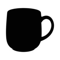 Silhouette of a simple coffee mug or cup in black color on white background vector