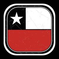 Vintage Chilean Flag Design Red White Black Star Rounded Frame Grunge Texture Background vector