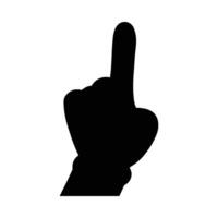Black silhouette of a hand pointing upwards with the index finger extended on white background. vector