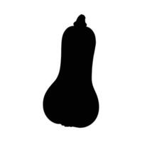Simple black silhouette of butternut squash isolated on white background for design projects vector