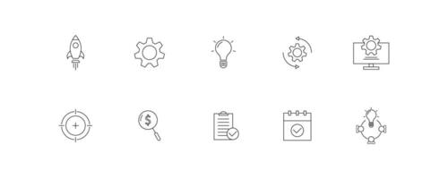 Start up line icons set vector