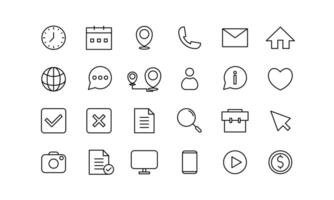 minimal line icon set essential for web or mobile vector