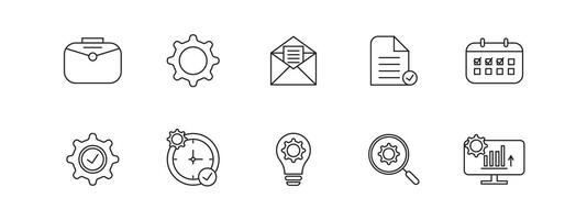 Outline web icon set. Business icon collection vector