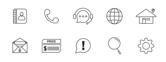Contact information icon set. Web icon collection vector