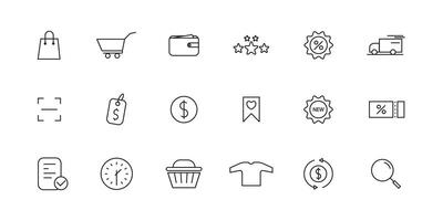 Store outline icons set. Marketplace Outline Icon collection vector