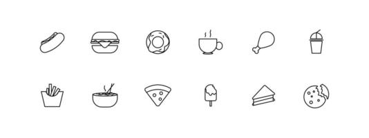 fast food icon set. food icon collection line style vector