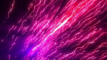 Abstract digital background with glowing neon particles flying upwards. motion flow of glowing bright pink particle lines. connection visualization. Seamless loop abstract background video