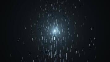 Abstract digital background with glowing neon particles flying upwards. motion of flow of glowing bright particle lines. visualization of communication and big data. Seamless loop abstract video
