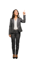A woman in a business suit is pointing at something png