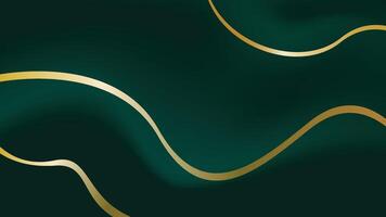 Luxury emerald green gradient background with gold lines vector