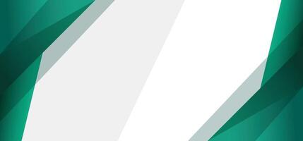 Emerald green and white abstract banner background with gradient color, geometric border, and copy space vector