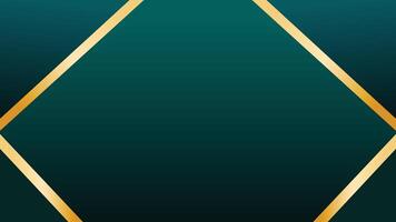 Dark emerald green abstract background with golden frame and gradient vector