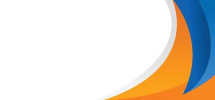 Abstract blue and orange curves border banner background on white copy space vector