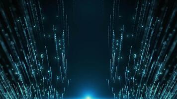 Abstract golboy background with bright neon dotted particle rays and luminous lines going up. neon lines or light stripes. Speed of light. video