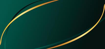 Luxury emerald green abstract background with elegant golden lines and gradient vector