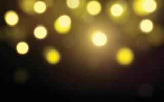 Golden Bokeh Light on Black Background Warm glowing blurred lights for festive and elegant design, Background decoration vector