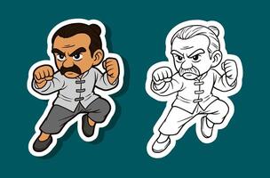 Sticker of a man in a karate stance vector