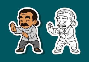 Two men doing karate in different poses vector