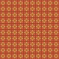 A red and yellow pattern with a floral design vector