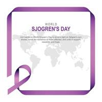 World sugergen's day concept with purple ribbon and world map vector