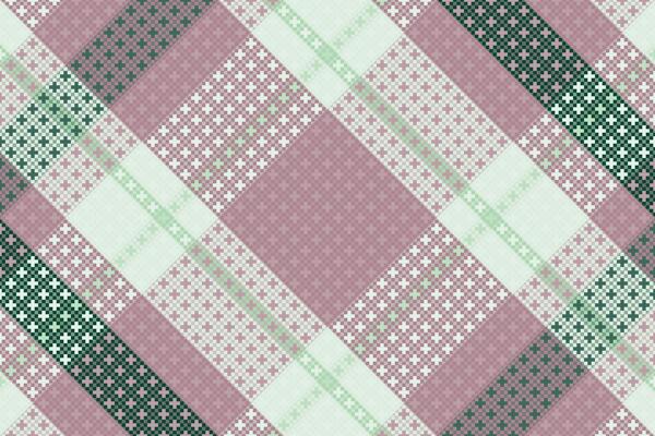 A plaid pattern in pink and green