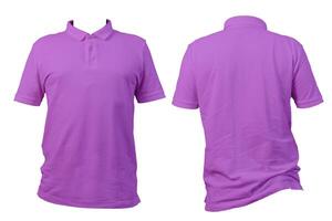 Purple polo shirt front and back isolated on transparent background for clothing design and fashion display photo