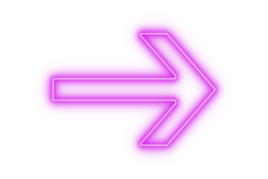 Purple pink color bright light neon arrow pointer pointing left with glowing effect on transparent background for stylish designs png