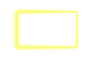 Neon glow frame yellow rectangle on transparent background with illuminated border and empty dark center png