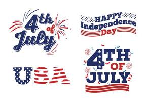 4th of July Typography Badge Set vector