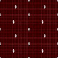 Simple Christmas tree pattern on red cell background. Pattern for new year and holidays background design vector