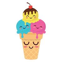 Colorful Ice Cream Cone Mascot vector