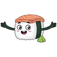 Sushi Roll Mascot with Happy Face vector