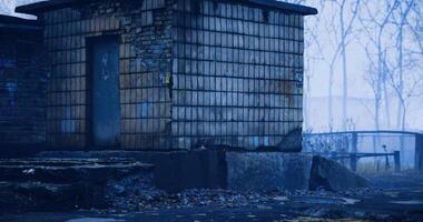 CGI Abandoned building in a foggy environment with worn exterior elements video
