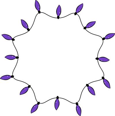 Glass light garland Frame circle round template. graphic line ink illustration. Merry Christmas Greeting card. Happy new year. Festive bright design. Xmas Holiday poster.