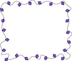 Christmas lights rectangle Frame template. graphic line ink illustration. with copy space. Transparent decorative garland border. Design for package, cosmetic, textile, cards. vector