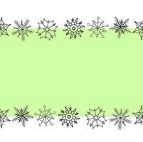 Winter snowflakes Frame seamless border template. graphic line ink illustration. New Year Holidays subtle backdrop. Noel decoration, texture for bedsheets, pajamas, wrapping papers vector