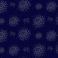 firework seamless pattern in night. Seamless pattern. graphic line ink illustration. for postcard, banner for cards, decorations, stickers, logo, menu, various designs. vector
