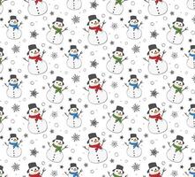 Christmas Cute Snowman Seamless pattern. graphic line ink illustration. for package, holiday design, fabric and textile. banners, print for fabric, labels, t-shirt printing. vector