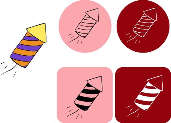 Firecracker logotype. graphic line ink illustration. Doodle cracker for holiday messages, greetings, Internet, advertising. Banner, poster, wrapping paper, sticker, modern textile design.