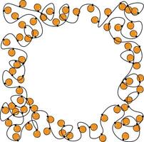 Colorful christmas lights Frame circle round template in square. graphic line ink illustration. design for fashion graphics, textile prints, fabrics, wallpapers. vector