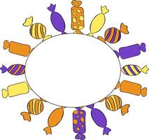 Candy sweets lollipop oval Frame template. graphic line ink illustration. illustration for backgrounds, and textures, borders fashion graphics, textile prints, fabrics, wallpapers. vector
