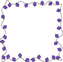 Christmas lights square Frame template. graphic line ink illustration. with copy space. Transparent decorative garland border. Design for package, cosmetic, textile, cards. vector