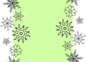 Snowflake Frame seamless border template. graphic line ink illustration. Snow Frosty Pattern. Perfect for cards, decorations, stickers, logo, menu, various designs. vector