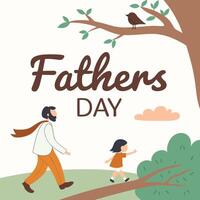 fathers day post design with father and daughter vector