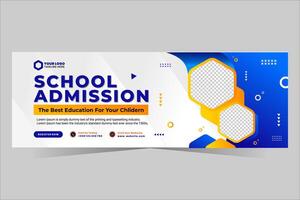School admission web cover and banner template vector