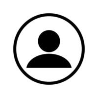Avatar default user profile simple flat icon, user icon in outline round shape. Social media profile picture symbol, user account dp sign for web, app and creative designs, illustration. vector